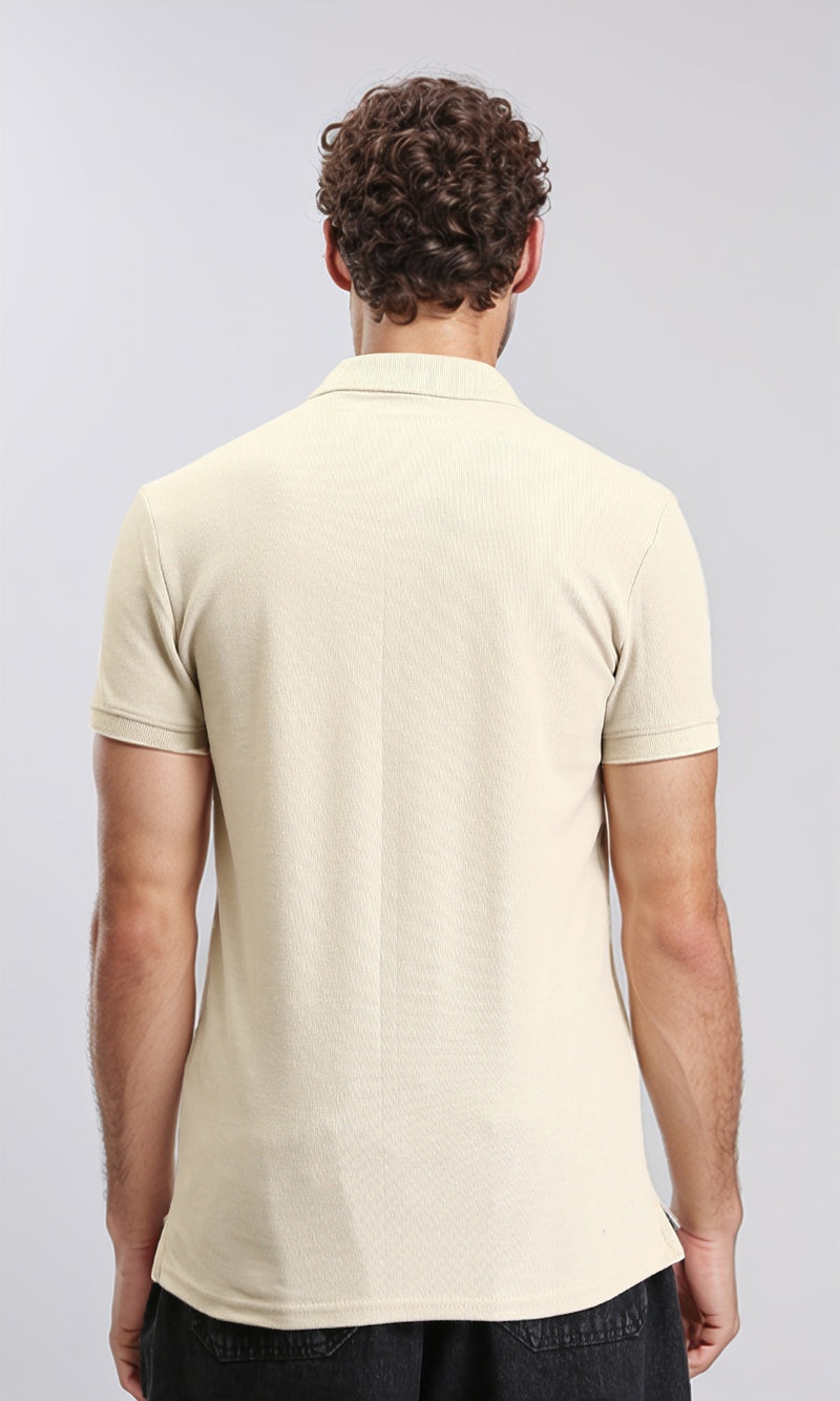 R207052 - Short Sleeves Solid Regular Polo Shirt - Oat