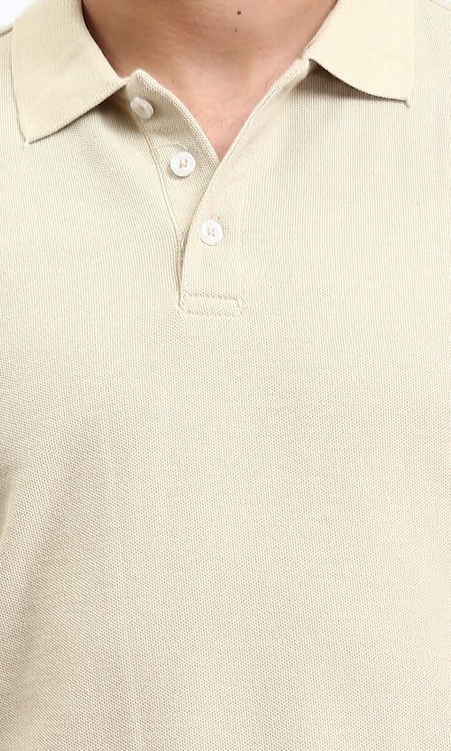 R207052 - Short Sleeves Solid Regular Polo Shirt - Oat