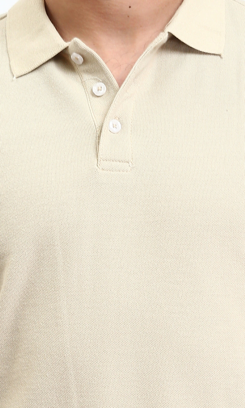 R207052 - Short Sleeves Solid Regular Polo Shirt - Oat