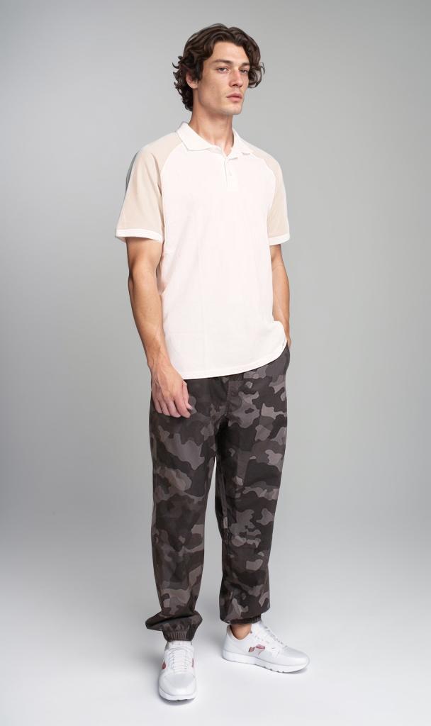 R207054 - Pique Polo Shirt - White & Beige