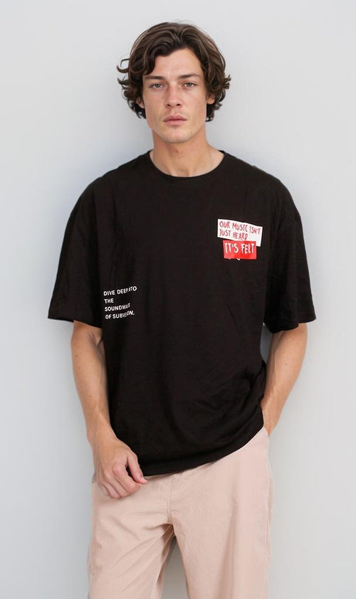 R207056 - Graphic Printed Oversized T-Shirt - Black