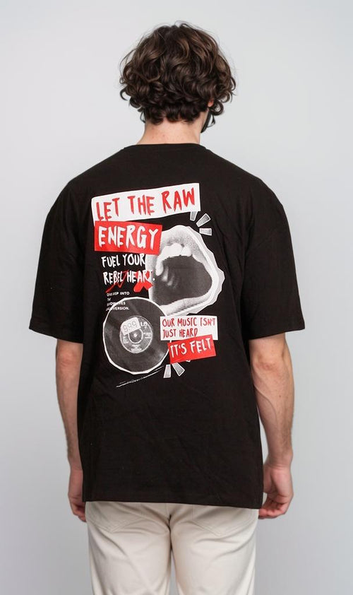 R207056 - Graphic Printed Oversized T-Shirt - Black