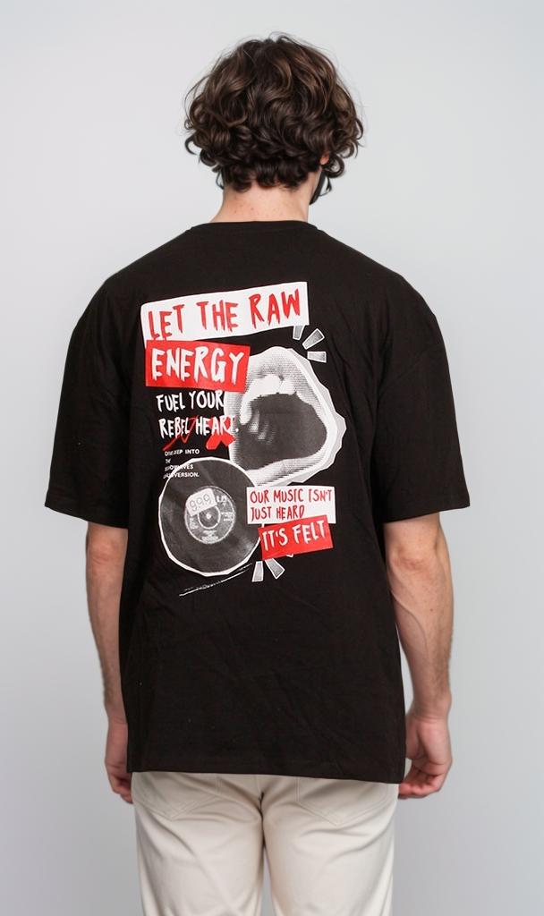 R207056 - Graphic Printed Oversized T-Shirt - Black