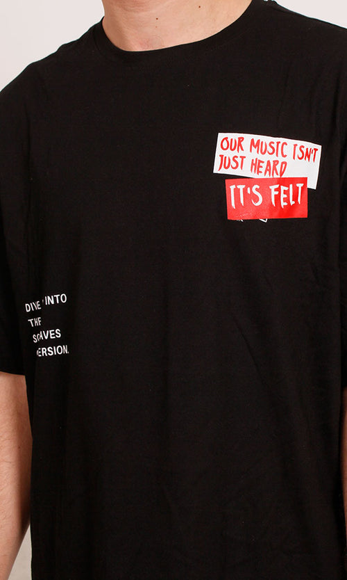 R207056 - Graphic Printed Oversized T-Shirt - Black