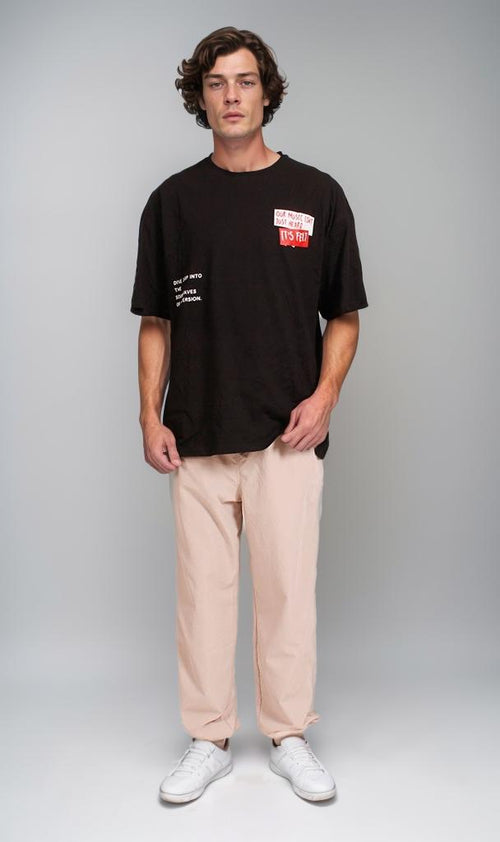 R207056 - Graphic Printed Oversized T-Shirt - Black
