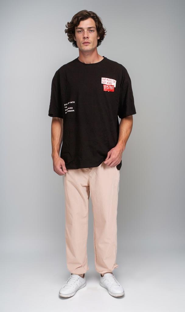 R207056 - Graphic Printed Oversized T-Shirt - Black