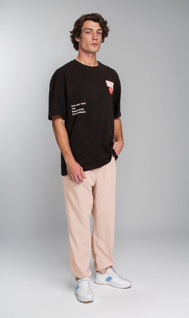 R207056 - Graphic Printed Oversized T-Shirt - Black