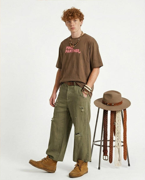 Ravin x Pink Panther Oversized Graphic T-Shirt - Olive Green - R207058
