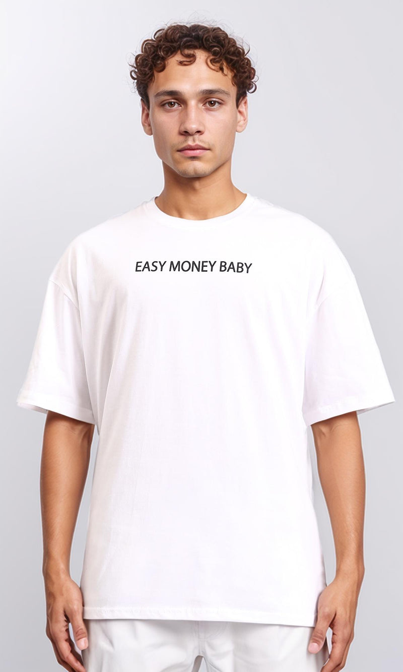 R207059 - "Easy Money Baby" Printed Summer Tee - White