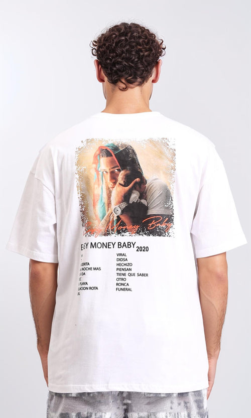 R207059 - "Easy Money Baby" Printed Summer Tee - White