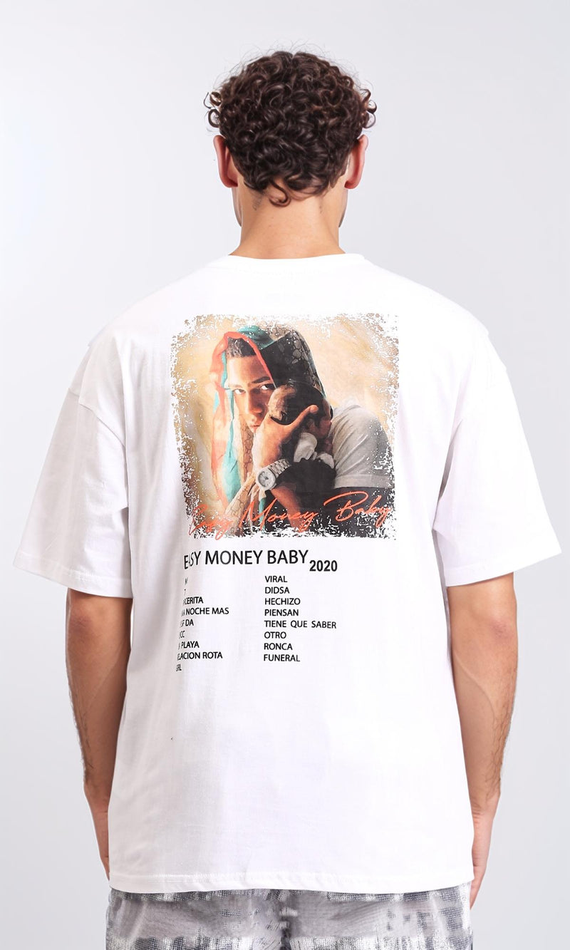 R207059 - "Easy Money Baby" Printed Summer Tee - White