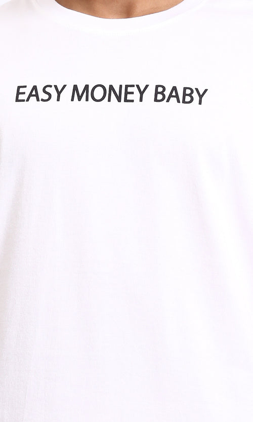 R207059 - "Easy Money Baby" Printed Summer Tee - White