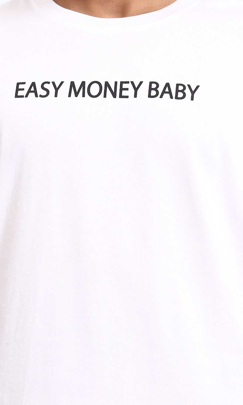 R207059 - "Easy Money Baby" Printed Summer Tee - White