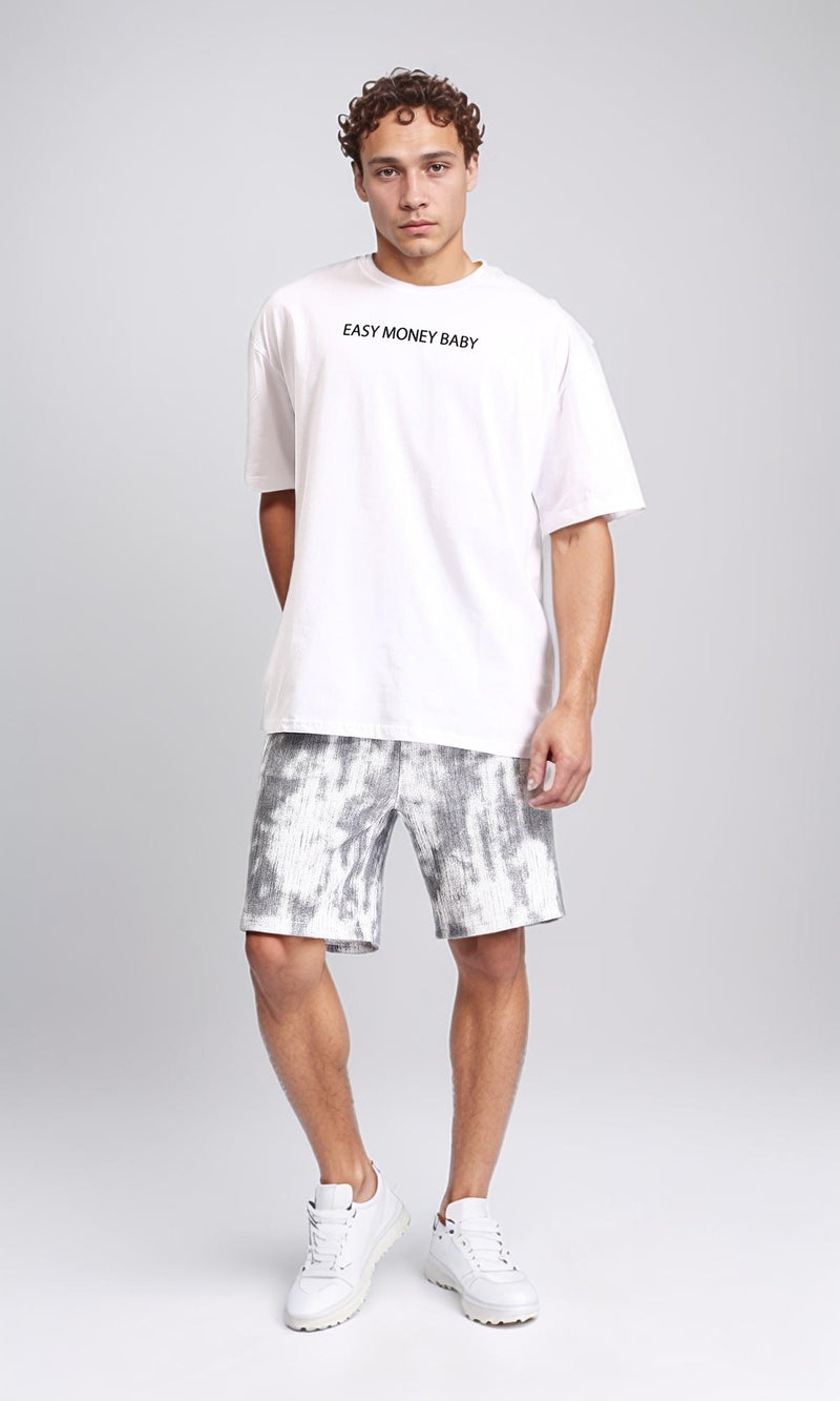 R207059 - "Easy Money Baby" Printed Summer Tee - White