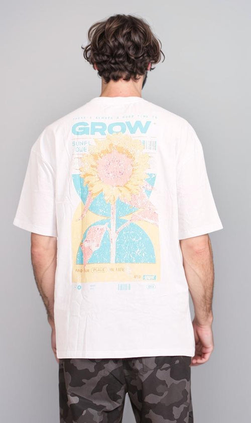 R207060 - Graphic Printed Oversized T-Shirt - White
