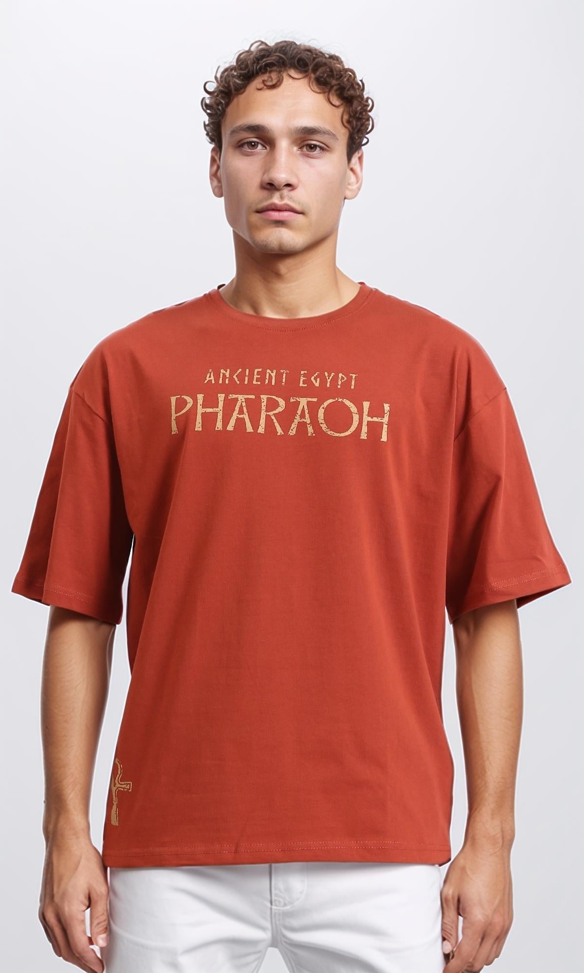 "pharaoh" Crew Neck Cotton Tee - Burnt Orange