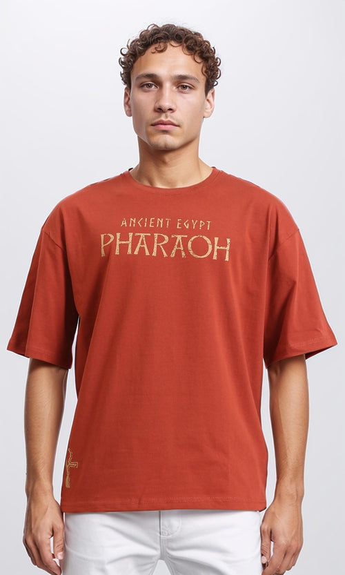 "pharaoh" Crew Neck Cotton Tee - Burnt Orange