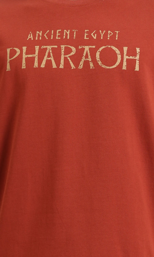 R207066 - "Pharaoh" Crew Neck Cotton Tee - Burnt Orange