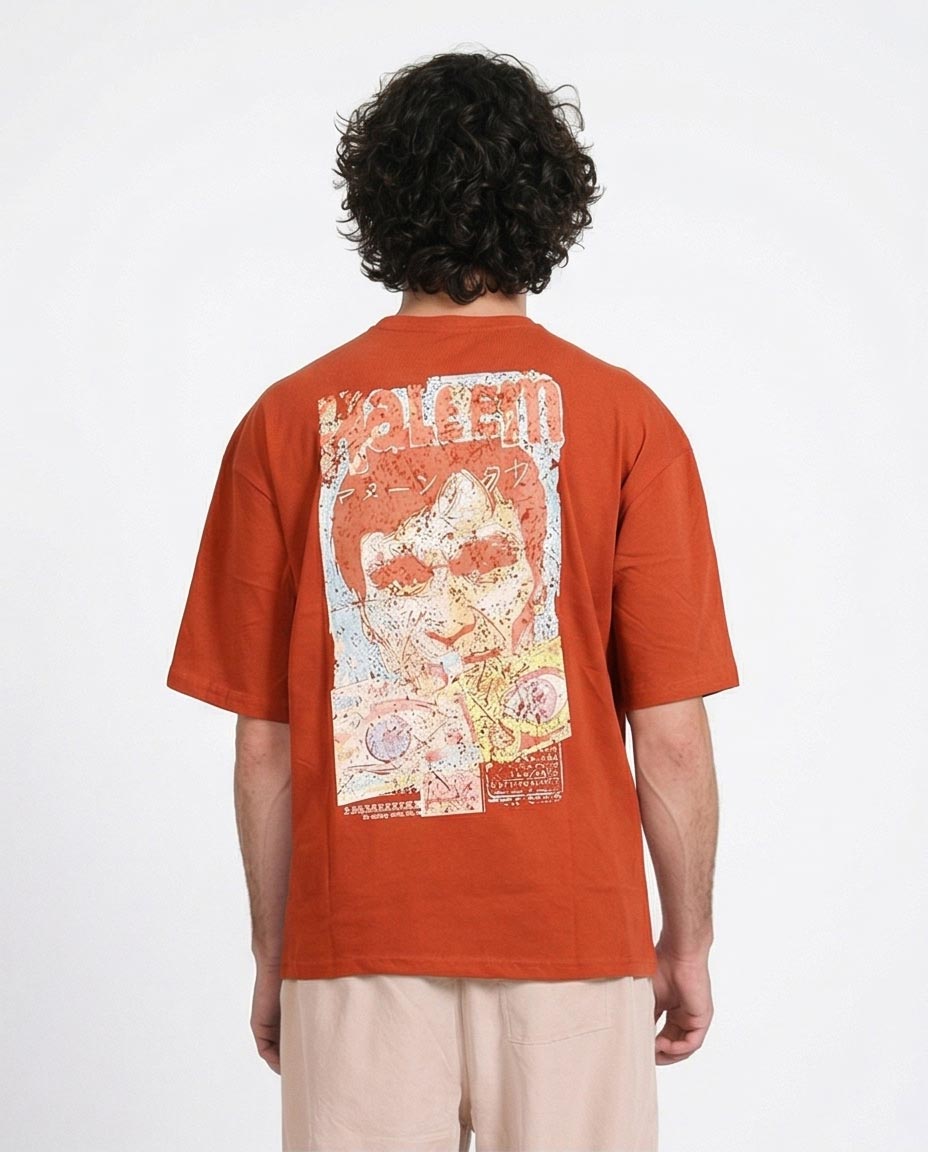 Ravin | Haleem Graphic Oversized T-Shirt in Terracotta - R207067