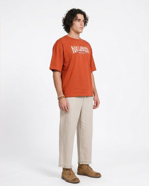 Ravin | Haleem Graphic Oversized T-Shirt in Terracotta - R207067