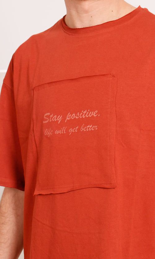 R207071 - Graphic Printed Oversized T-Shirt - Rust Red