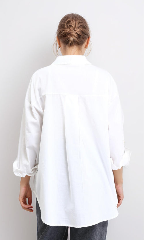 R207076 - Solid Relaxed Fit Long Sleeves Shirt - White