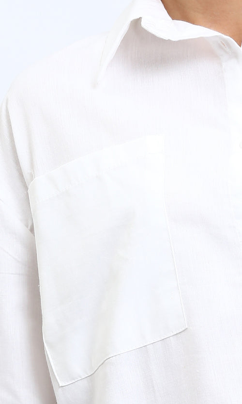 R207076 - Solid Relaxed Fit Long Sleeves Shirt - White