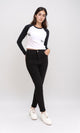 R207077 - Bi-Tone Long Sleeves Printed Tee - Black & White