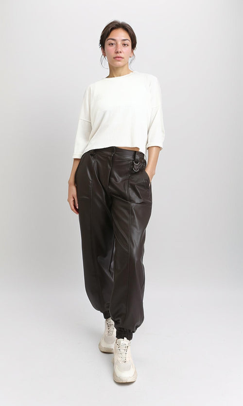 R207080 - Textured 3\4 Sleeves Relaxed Tee - Off-White