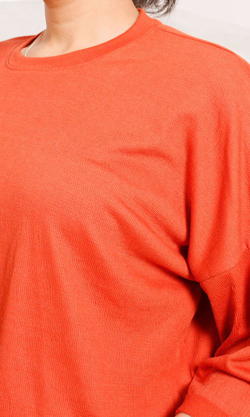 R207081 - Crinkle Long-Sleeve Top - Orange