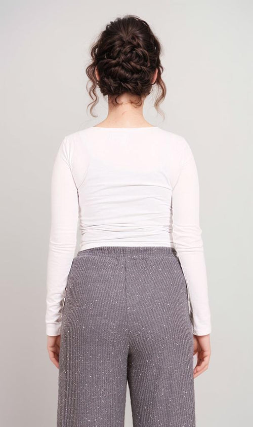 R207084-R207084 - Long Sleeve Fitted Top - White