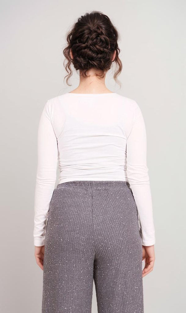 R207084-R207084 - Long Sleeve Fitted Top - White