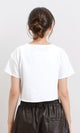 R207085 - Short Sleeves Boat Neck Solid Blouse - White