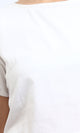 R207085 - Short Sleeves Boat Neck Solid Blouse - White