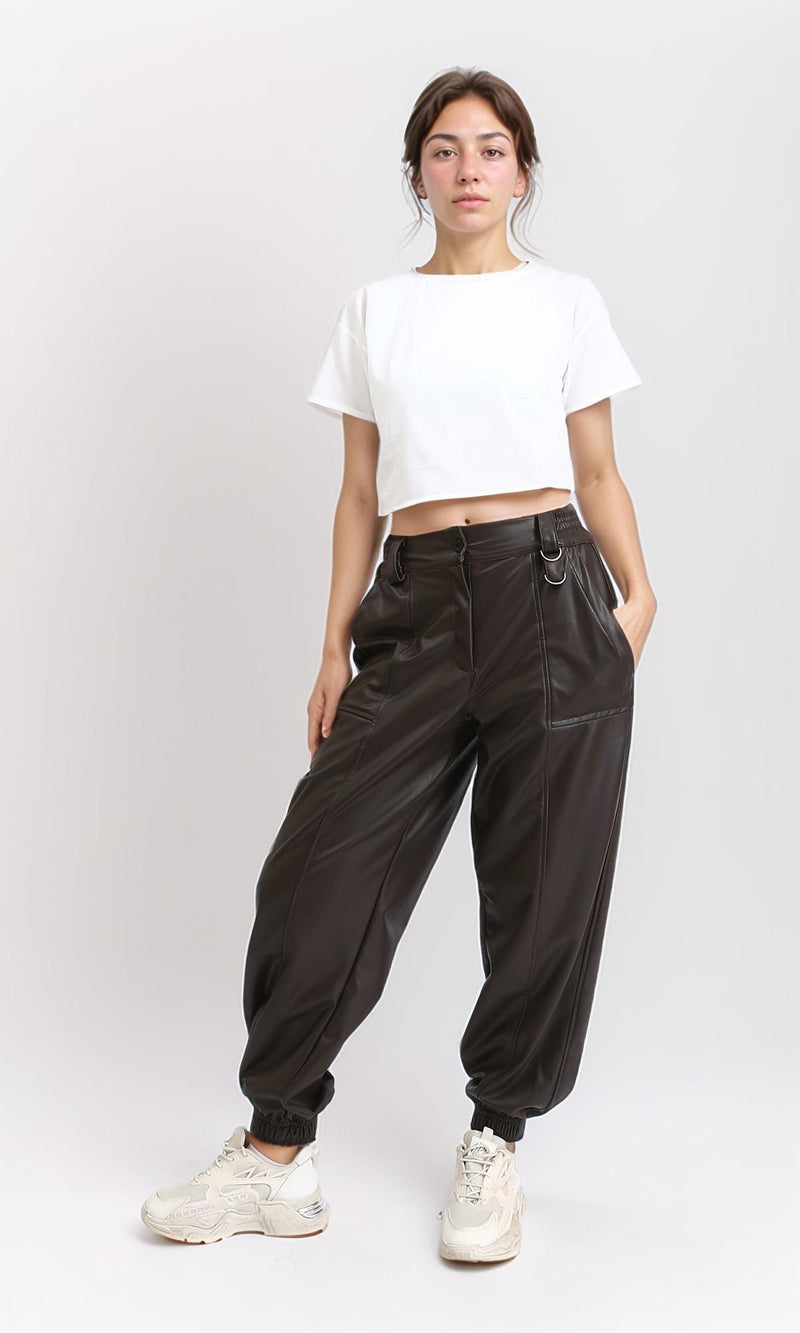 R207085 - Short Sleeves Boat Neck Solid Blouse - White