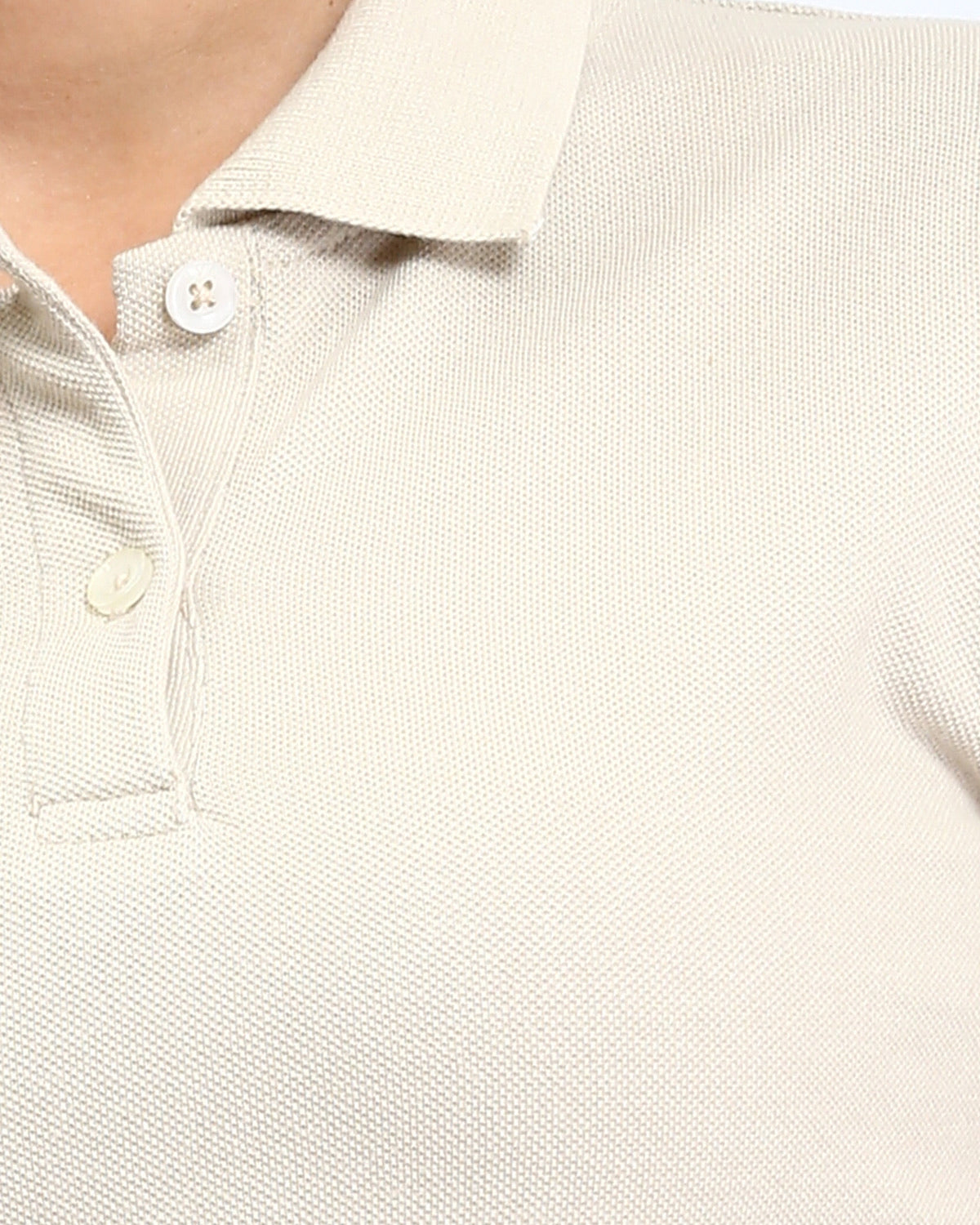 Ravin Women's Pique Knit Cropped Polo Shirt – Sand - R207097