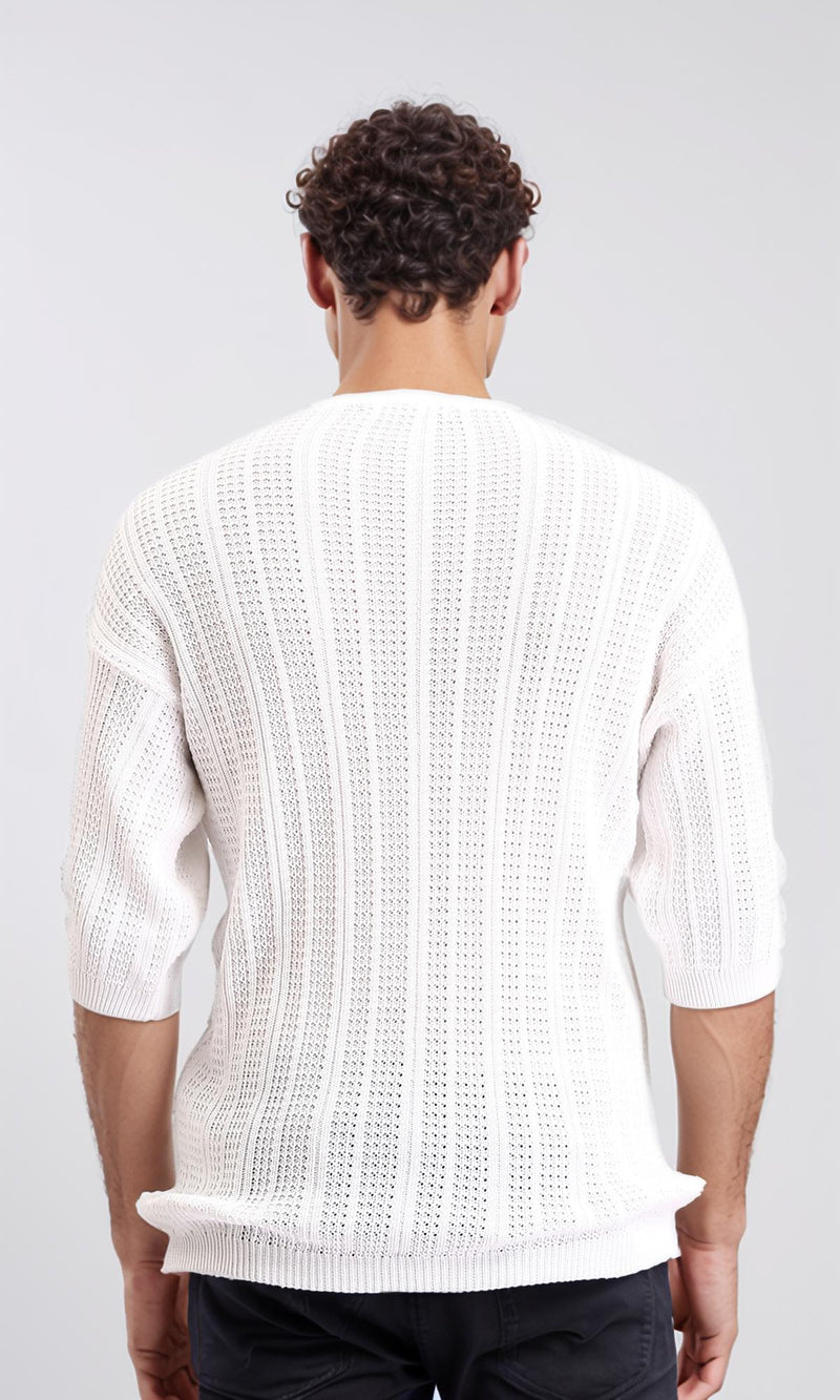 R207104 - Self Knit Slip On Casual Tee - White