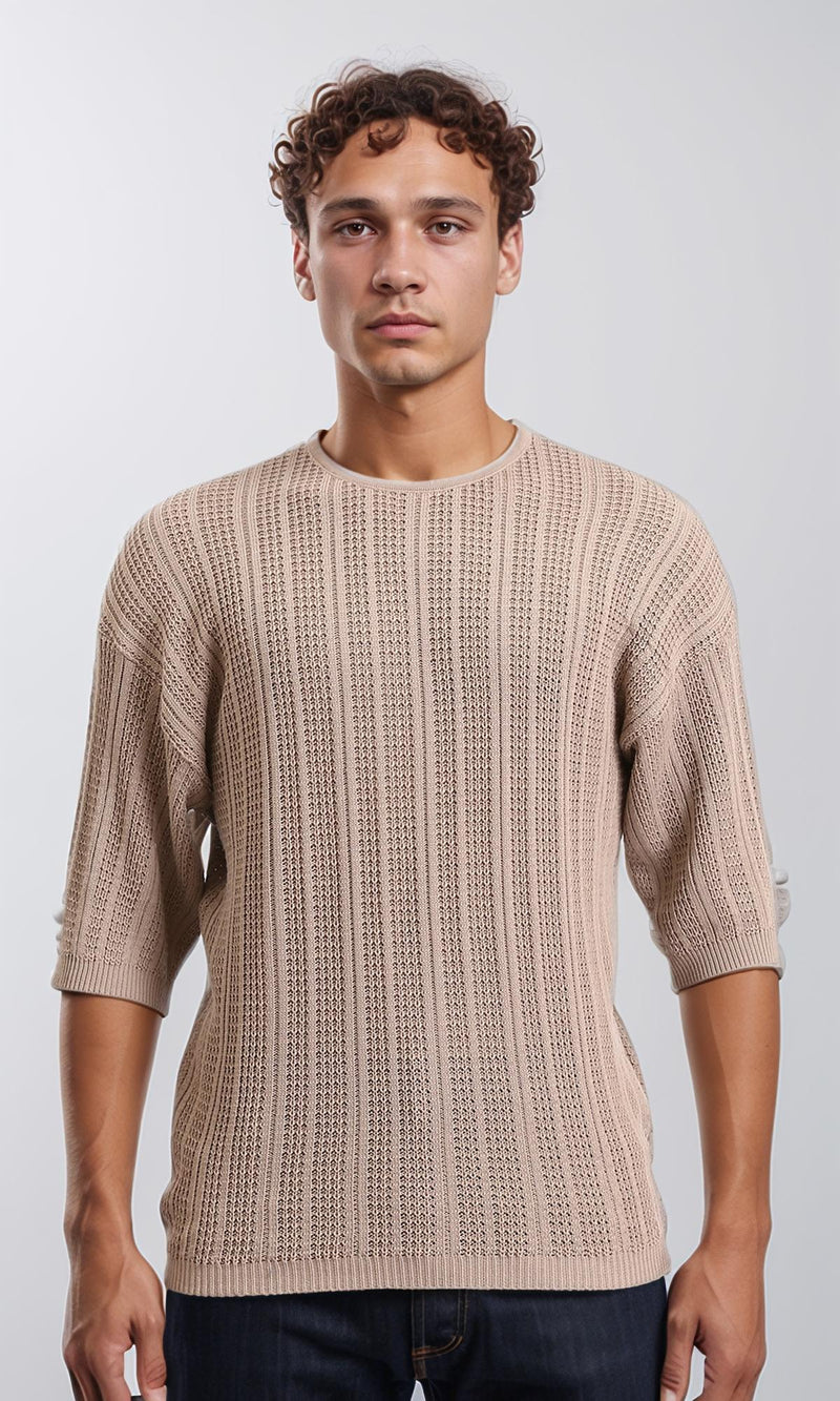 R207105 - Self Knit Slip On Casual Tee - Coffee