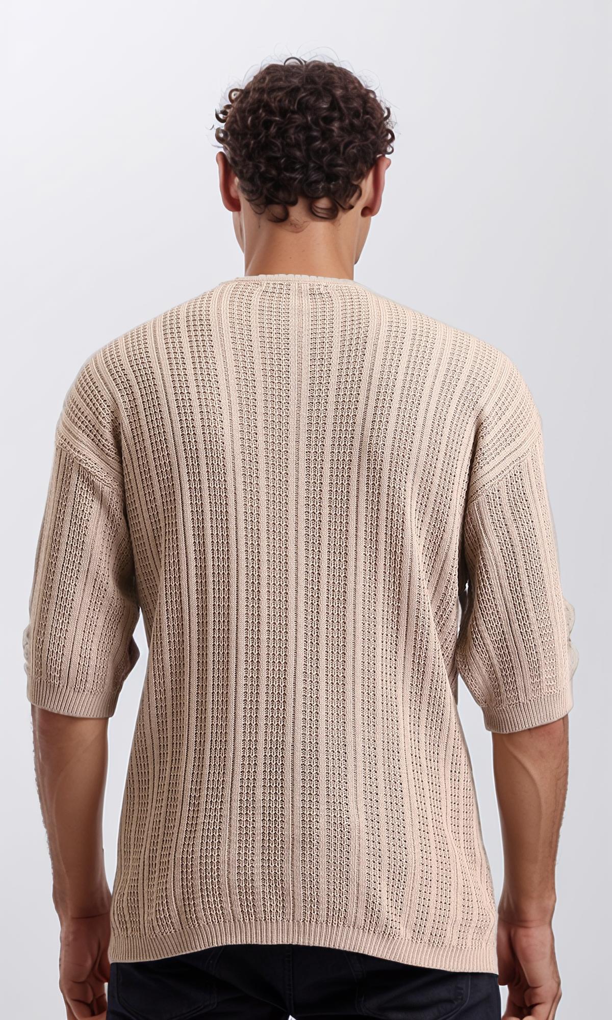 R207105 - Self Knit Slip On Casual Tee - Coffee