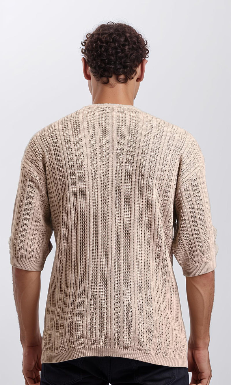 R207105 - Self Knit Slip On Casual Tee - Coffee