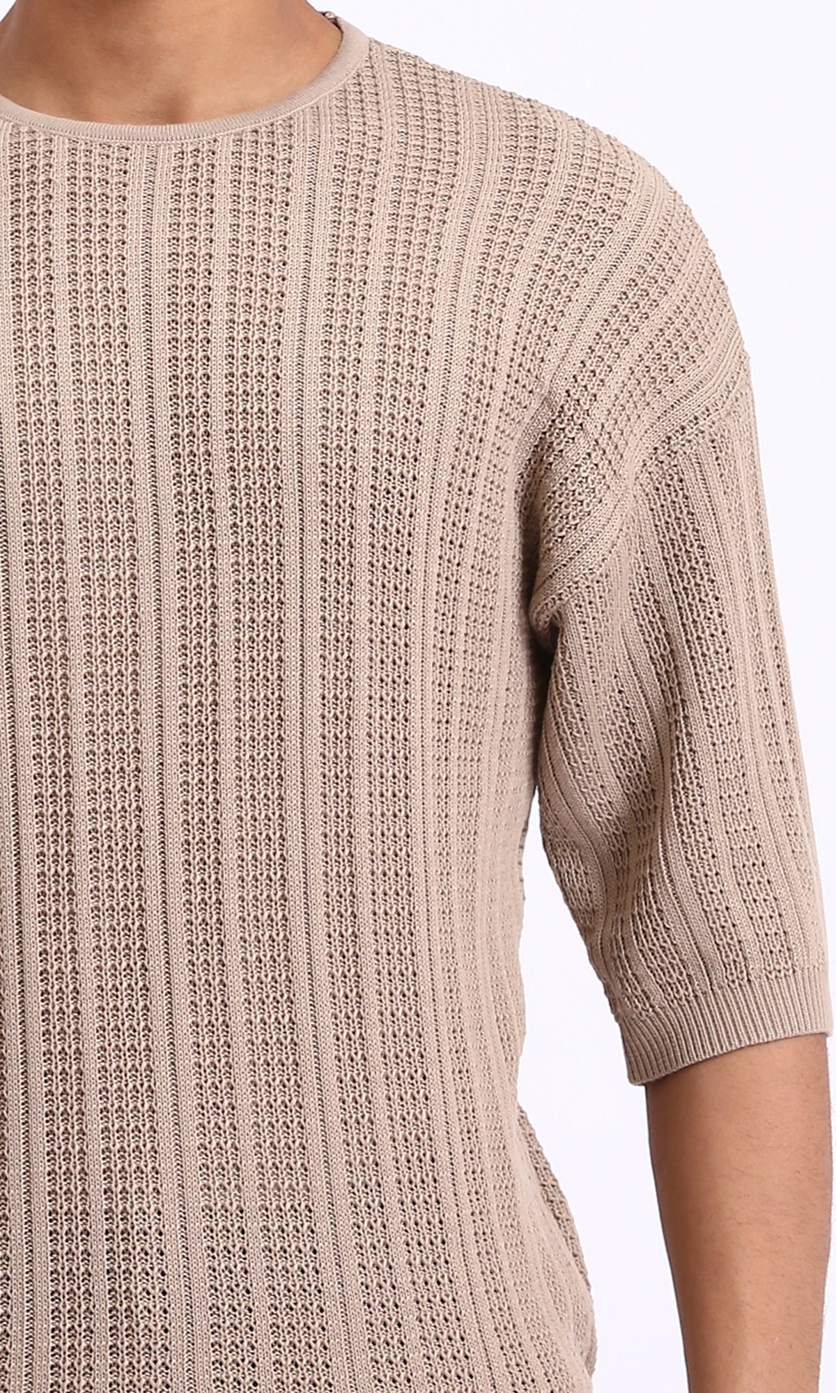 R207105 - Self Knit Slip On Casual Tee - Coffee