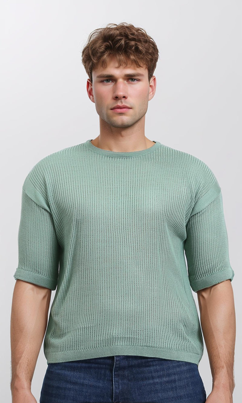 R207109 - Self Knit Slip On Casual Tee - Mint Green