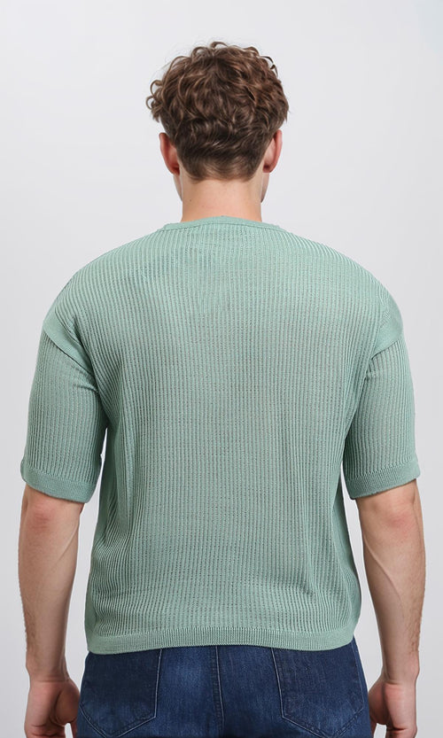 R207109 - Self Knit Slip On Casual Tee - Mint Green