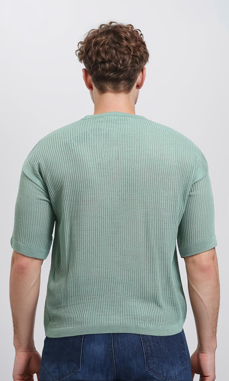 R207109 - Self Knit Slip On Casual Tee - Mint Green