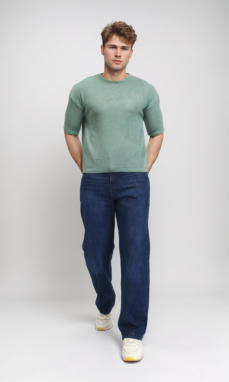 R207109 - Self Knit Slip On Casual Tee - Mint Green