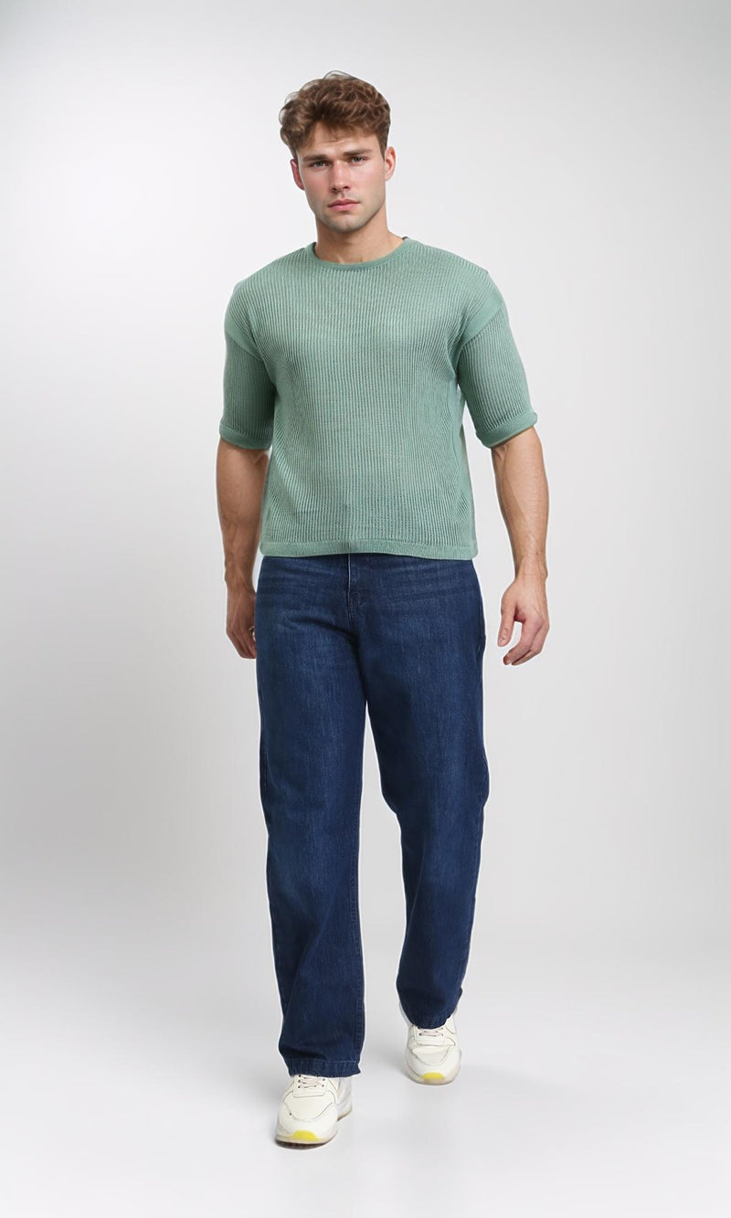 R207109 - Self Knit Slip On Casual Tee - Mint Green