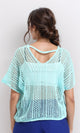 R207114 - Drop Shoulders Perforated Knitted Top - Aqua