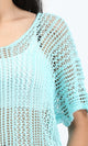 R207114 - Drop Shoulders Perforated Knitted Top - Aqua