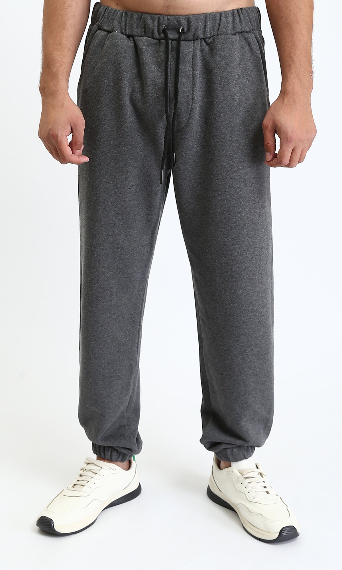 Slip On Comfy Pants with Hem - Heather Dark Grey