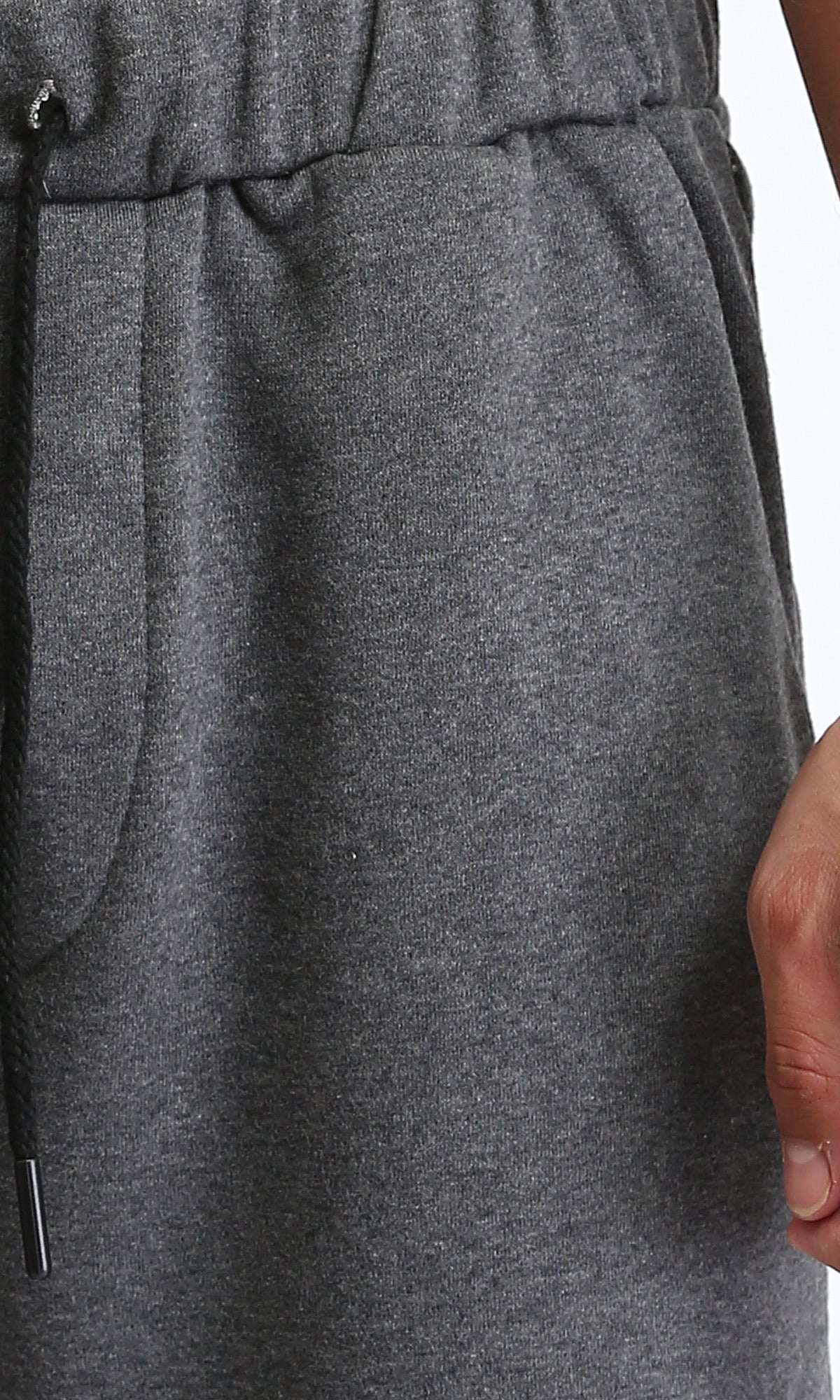 R207209 - Slip On Comfy Pants with Hem - Heather Dark Grey